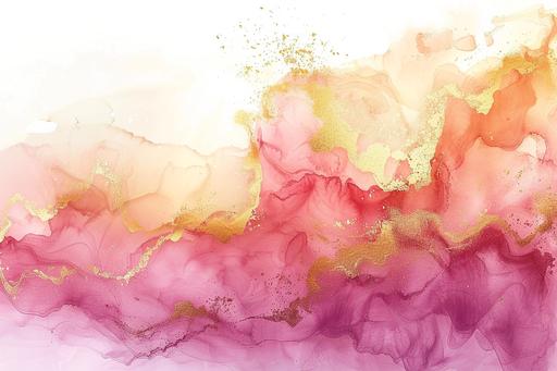 pale gold and pink alcohol ink watercolor wash, clouds, isolated on a white background --ar 3:2 --s 250