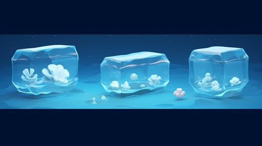 , piece of ice, underwater, 3d cartoon style --ar 16:9