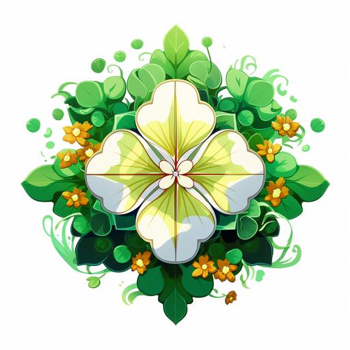 pokemon mega evolution 4 leaf clover white background, cartoon style