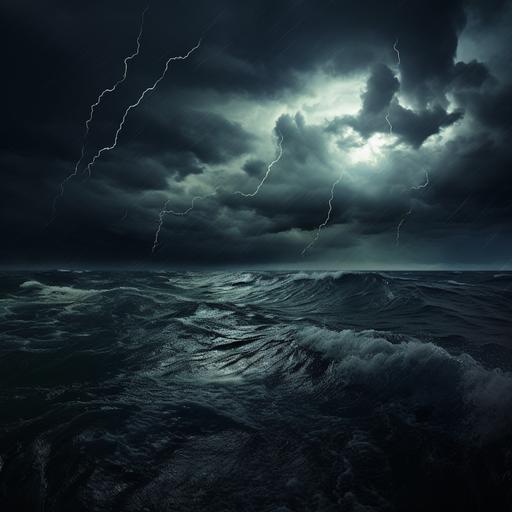 rainy dark thunderstorm at sea