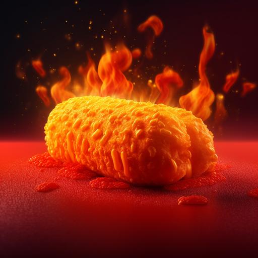 flaming hot Cheetos puff twinkie commercial grade render 8K --v 5