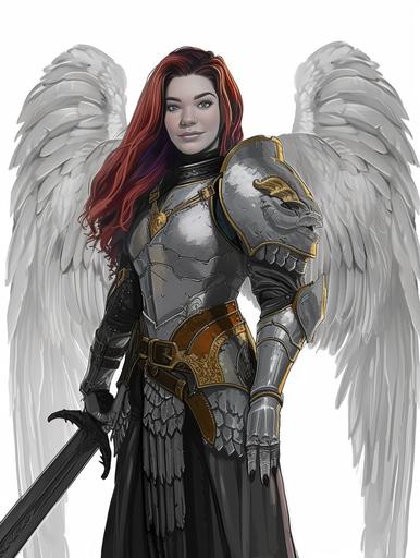 she as a female dark angel character from dungeons and dragons, 2d, sketch, digital drawing, detailed half body portrait --ar 3:4 --v 6.0
