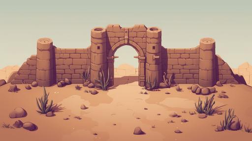 , side gate on desert , pixel art style , --ar 16:9