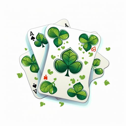 spades and clovers white background, cartoon style