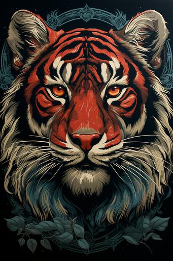 🐯 tiger poster design, artwork by Shepard Fairey --ar 2:3 --s 750