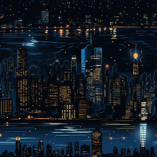 New York City Skyline at night --tile