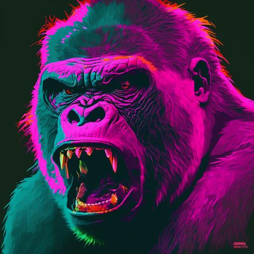 jombie face gorilla,teeth,tint,gradient,imaginary,pink,v4--stylized 900