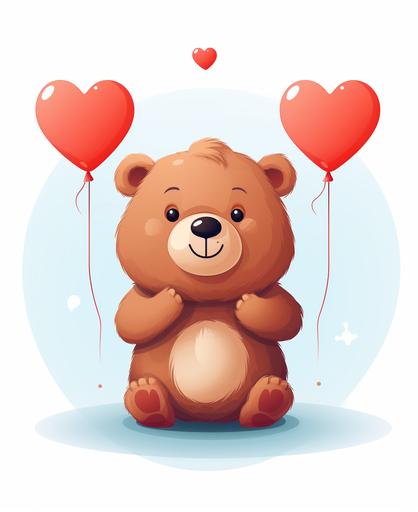 A design for a greeting card. Bear with Heart: A teddy bear embraced by a large heart. Realistic, thick line, simple, no shading --ar 9:11