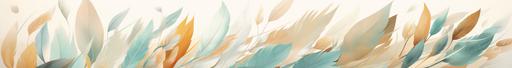 a banner with leaves and leaf design, in the style of light aquamarine and amber, dreamy atmosphere, leander engström, light beige and emerald, iban art, colorful cartoon, fine feather details --ar 751:100