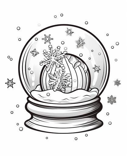 coloring page for kids, snow ball, cartoon style, thick line, low detailm no shading --ar 9:11