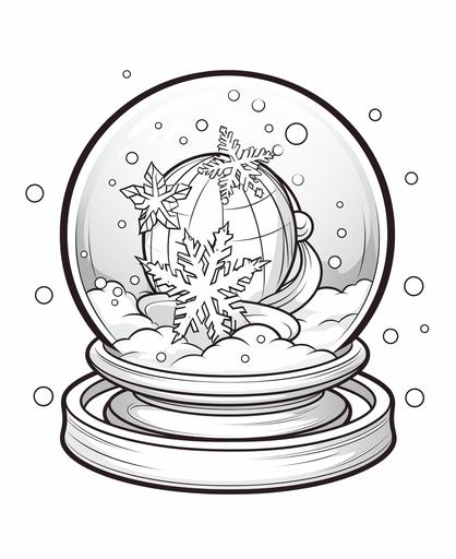 coloring page for kids, snow ball, cartoon style, thick line, low detailm no shading --ar 9:11