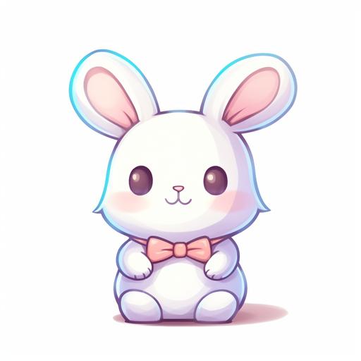 2D kawaii cute bunny on white background --v 5.1