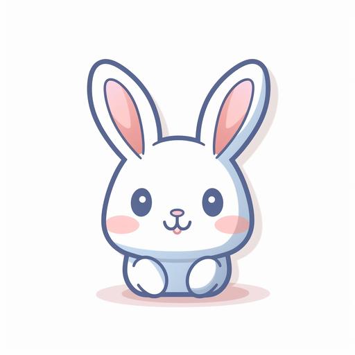 2D kawaii cute bunny on white background --v 5.1