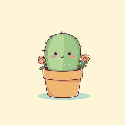 2D kawaii cute cactus on white background --v 5.1