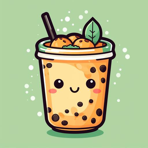 2D kawaii style cute Boba on white background --v 5.1