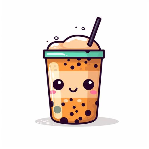 2D kawaii style cute Boba on white background --v 5.1