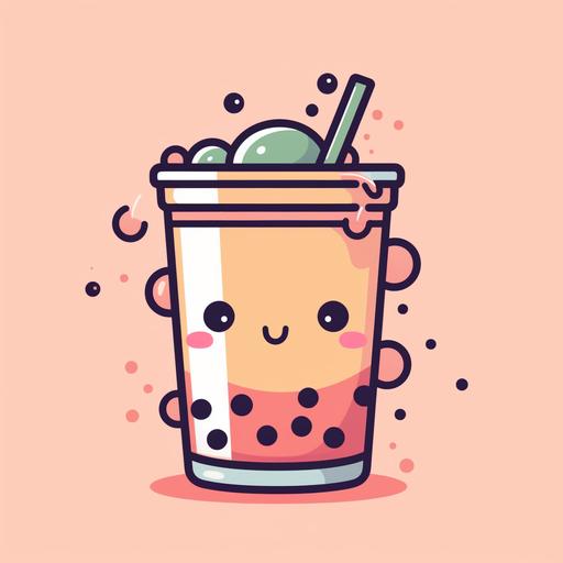 2D kawaii style cute Boba on white background --v 5.1