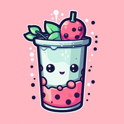 2D kawaii style cute Boba on white background --v 5.1