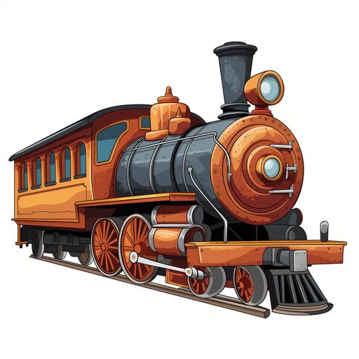 cartoon style train engine on white background