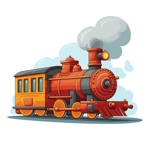 cartoon style train engine on white background