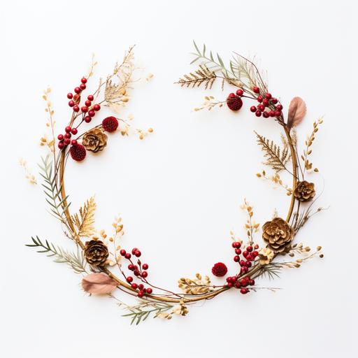 thin christmas wreath on white background
