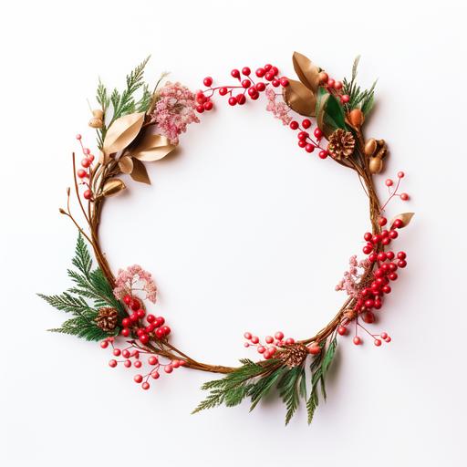 thin christmas wreath on white background