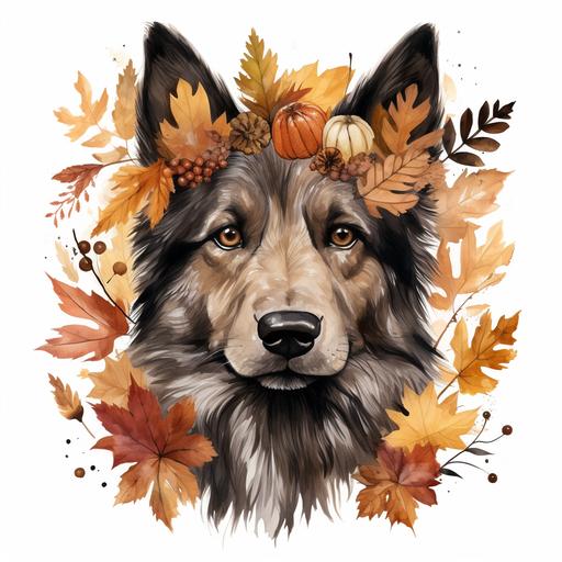 clip art, watercolor, boho, illustrations, fall dog