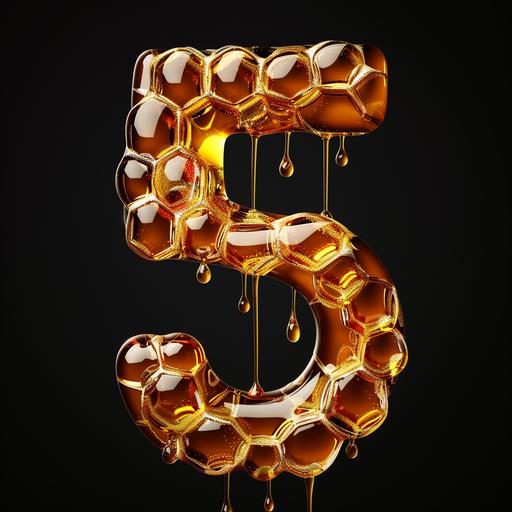 5, logo, text, bold letters, Hive Five, made of honey