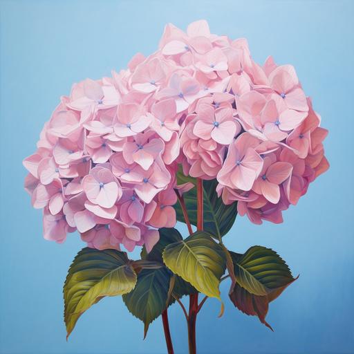 hydrangea flower pastel painting in the style of Wes Anderson