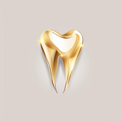 Create a design, leaky tooth icon just the outline of the tooth in golden color., dental icon, dental logo