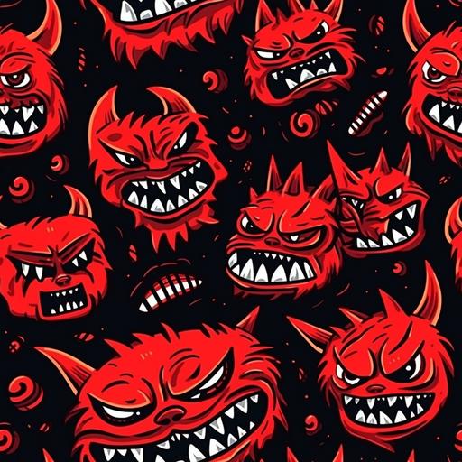 cartoon angry demonic devil pattern --tile