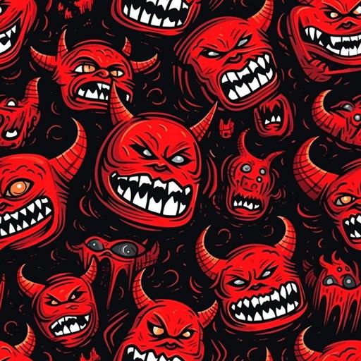 cartoon angry demonic devil pattern --tile