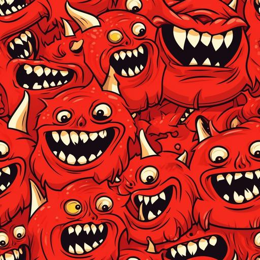 cartoon angry demonic devil pattern --tile