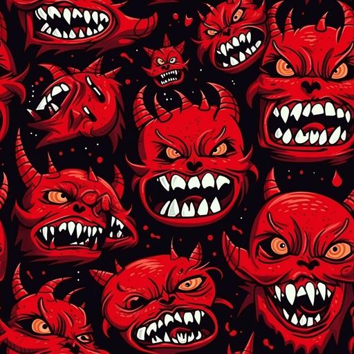 cartoon angry demonic devil pattern --tile