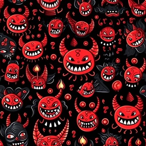 cartoon angry demonic devil pattern --tile