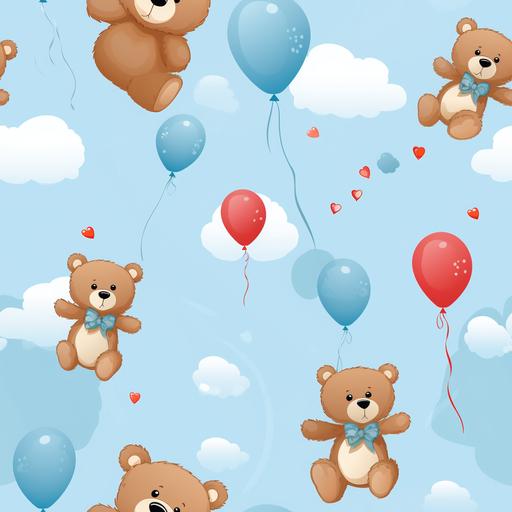 Cuddly Teddy Bears and Balloon cartoon --tile