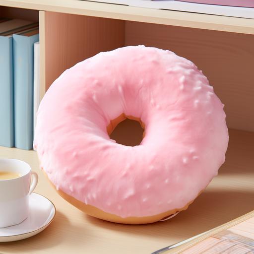 Fluffy pillow shaped like a doughnut