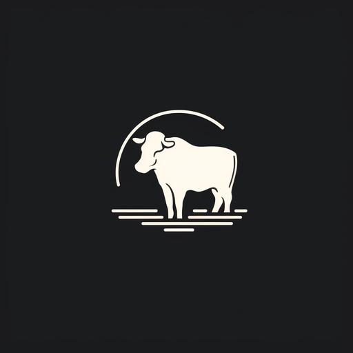 black and white Minimalist milk brand Logo , with line design cow and milk