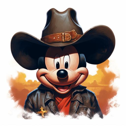 mickey mouse with a cowboy hat logo