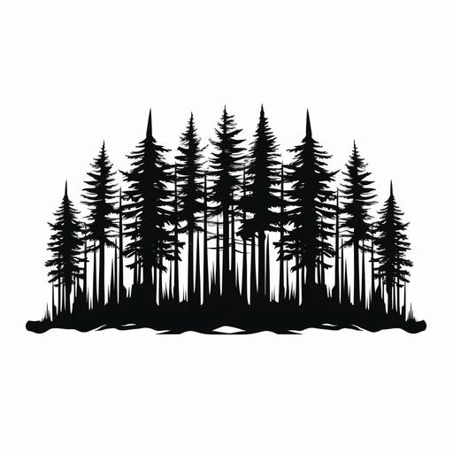 black and white vector art solid lines redwood trees logo style