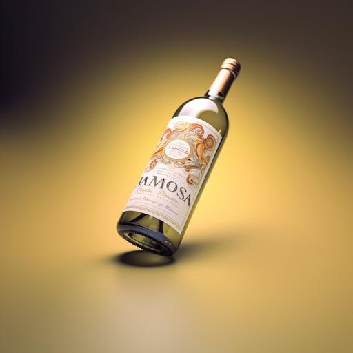 1 wine bottle lay down advertisement, bottom at the bottom left corner, bottle head tilt top right coner, winery illustration