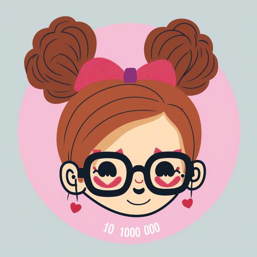 100 Days Smarter Girls Messy Bun Hair 100th Day Of School Pink heart shaped glasses HAPPY 100 Days Smarter Girls Messy Bun Hair 100th Day Of School Pink heart shaped glasses HAPPY