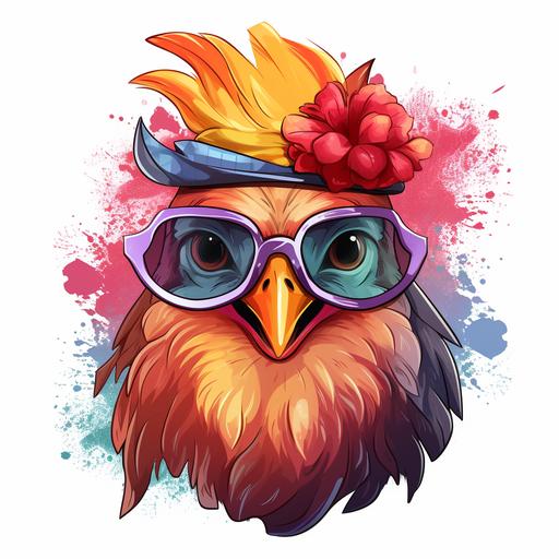 head bow bandana glasses Funny Chicken Cute Chicken Sublimation Three Crazy Chickens Chicken Chick clipart Illustration highqulity