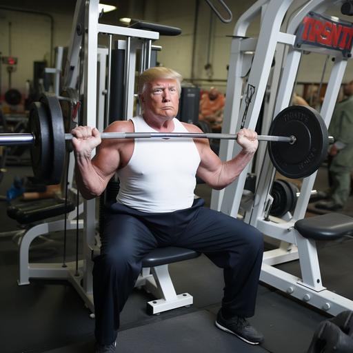 donald trump at the gym hitting a front lat spread