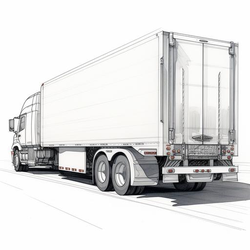 rear truck trailer modern drawing