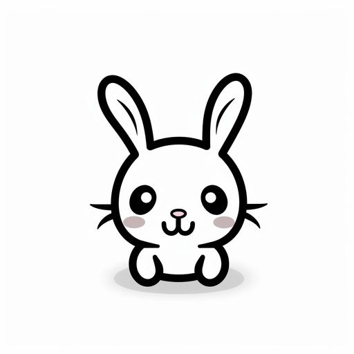 Thick Line Art,The cartoon expression of a cute little rabbit，flat illustration, line art,minimalism,Close up of simple minimalist,line continuous doodle, simple line art, crisp lines,style expressive --s 180