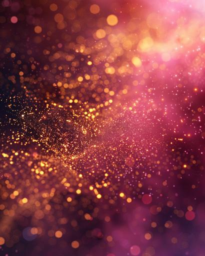 Abstract background with pink and gold particles, Bokeh golden and pink sparkles, on dark pink background, holiday background, golden and pink glittering confetti --ar 4:5 --stylize 250 --v 6.0