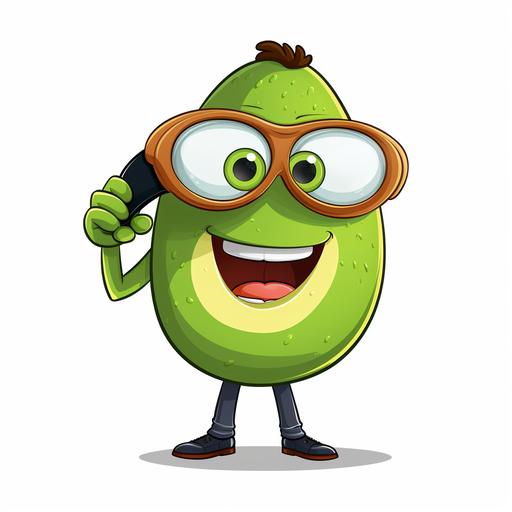 [12:46] Kristian S Cortes Prieto avocado with face and looking with a binocular, in a cartoon style with white background