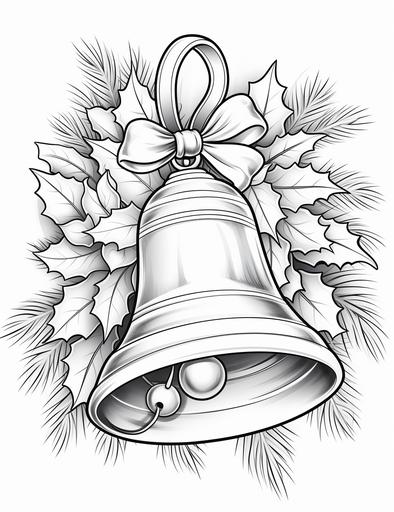 coloring pages for kids, christmas bells, cartoon style, thick lines, low detail, black and white, no shading --ar 85:110