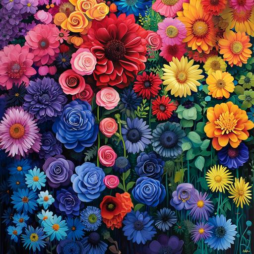 Fantastical Flowers Blooming in Rainbow Hues --v 6.0